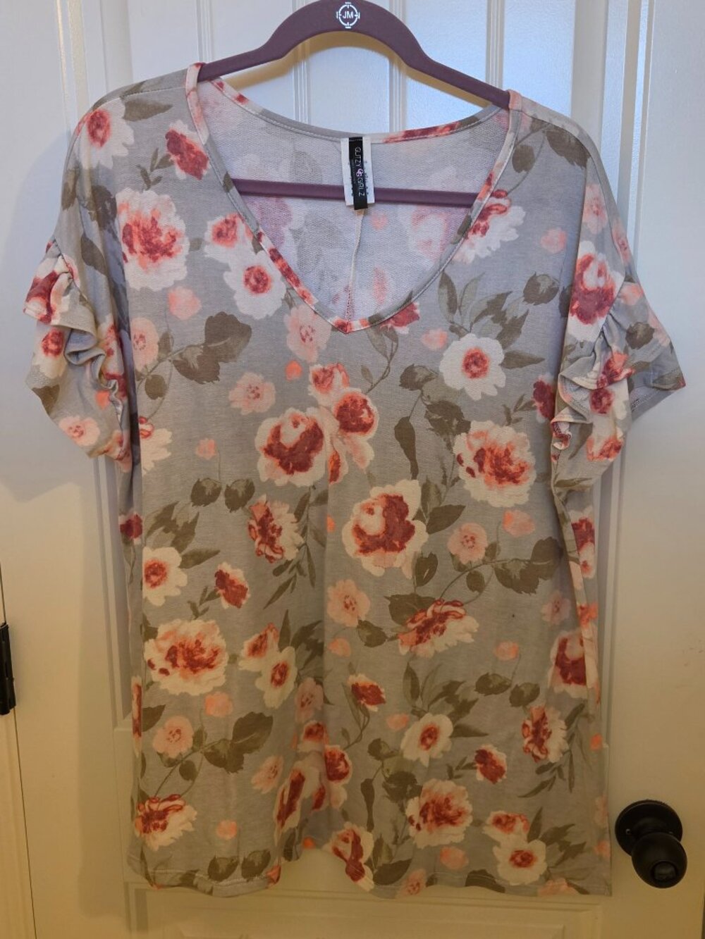 Glitzy Girlz Short Sleeve Floral Top